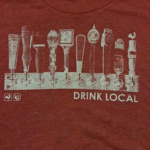 Soft vintage tee shirt. “Drink Local”